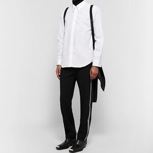 Helmut Lang Reflective-Trimmed Stretch Italian Wool Trouser‎ Black Small